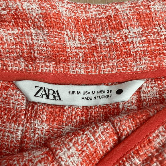 Zara Orange Tweed Pleated y2k Mini Skirt Women’s size M - Picture 7 of 8